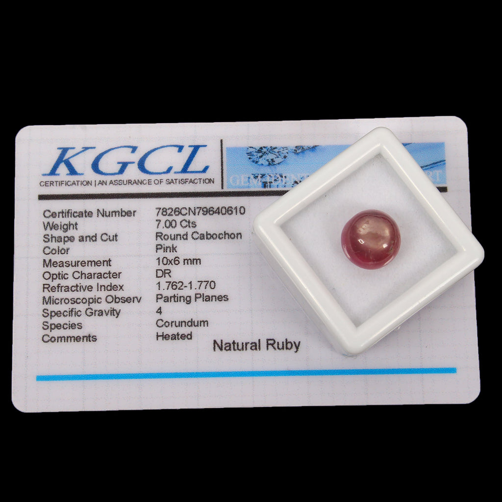 Certified 7 Cts Natural Pink Star Ruby Round Cab Precious Loose Gem For Ring-RH