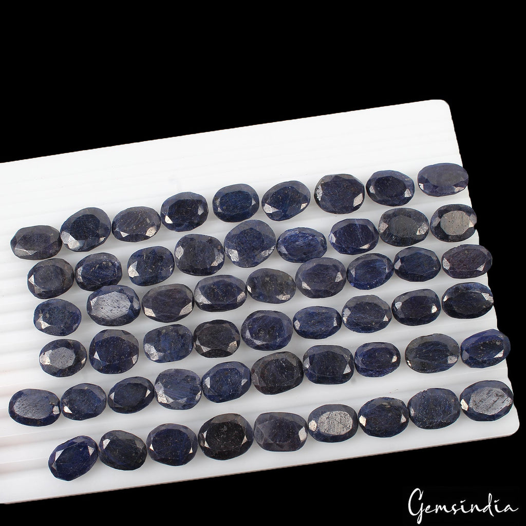1100 Ct/55 Pcs Natural Blue Sapphire Oval Faceted Cut Loose Gems Lot For Jewelry