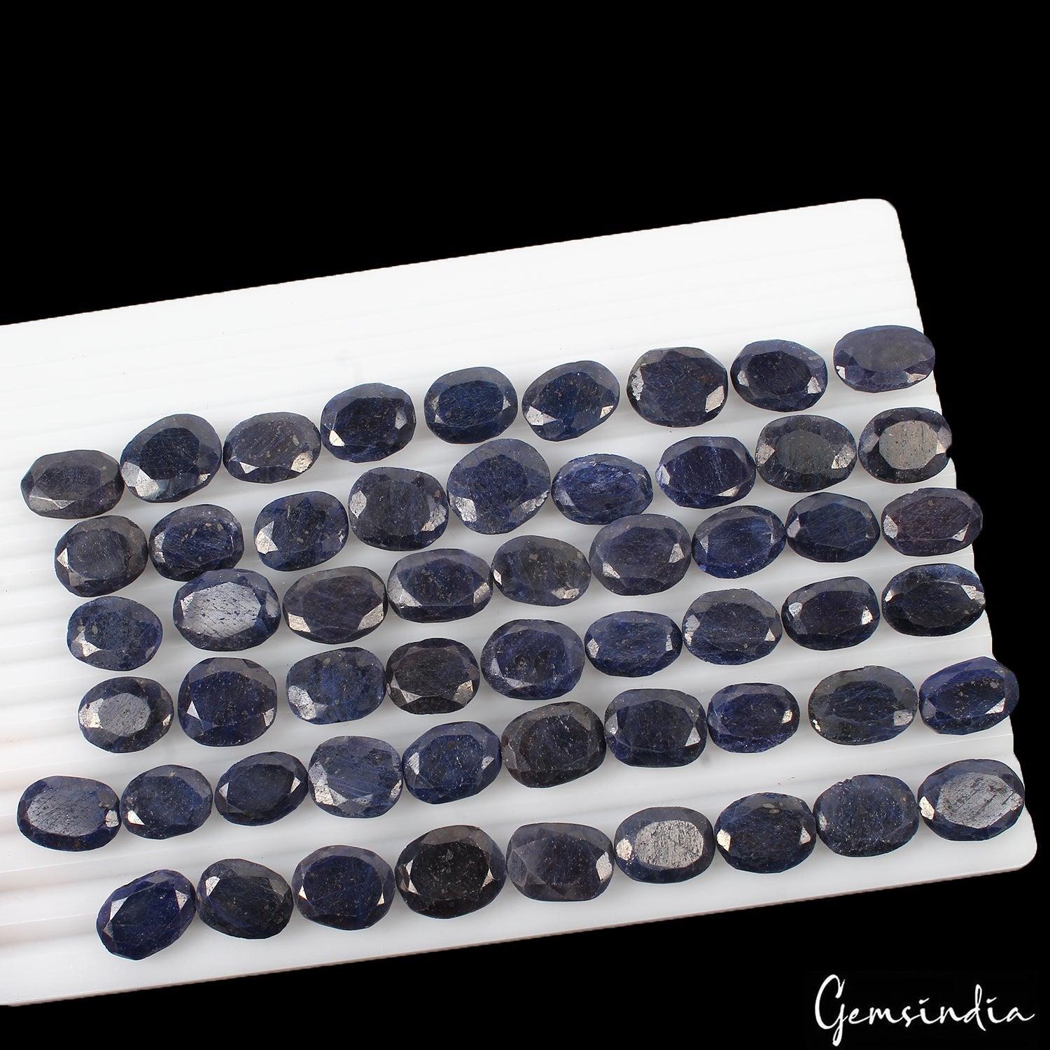 1100 Ct/55 Pcs Natural Blue Sapphire Oval Faceted Cut Loose Gems Lot For Jewelry