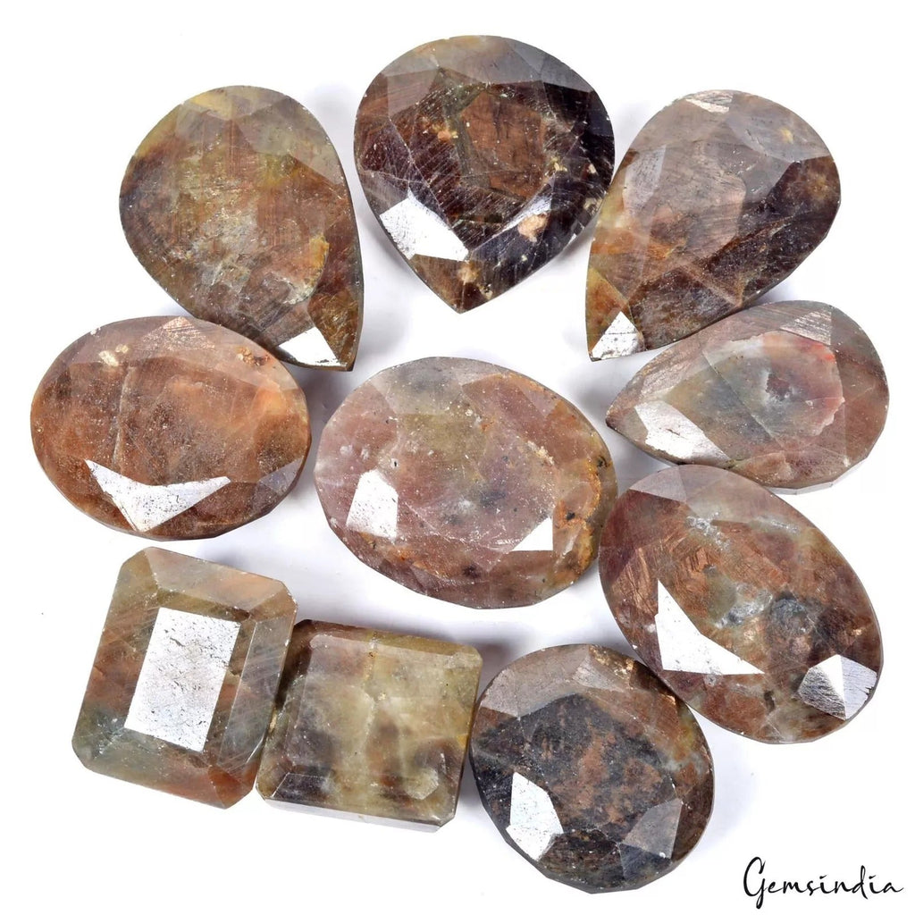 1700Ct Madagascar Natural Brown Sapphire 24-44mm Untreated Mix Cut Gemstones Lot