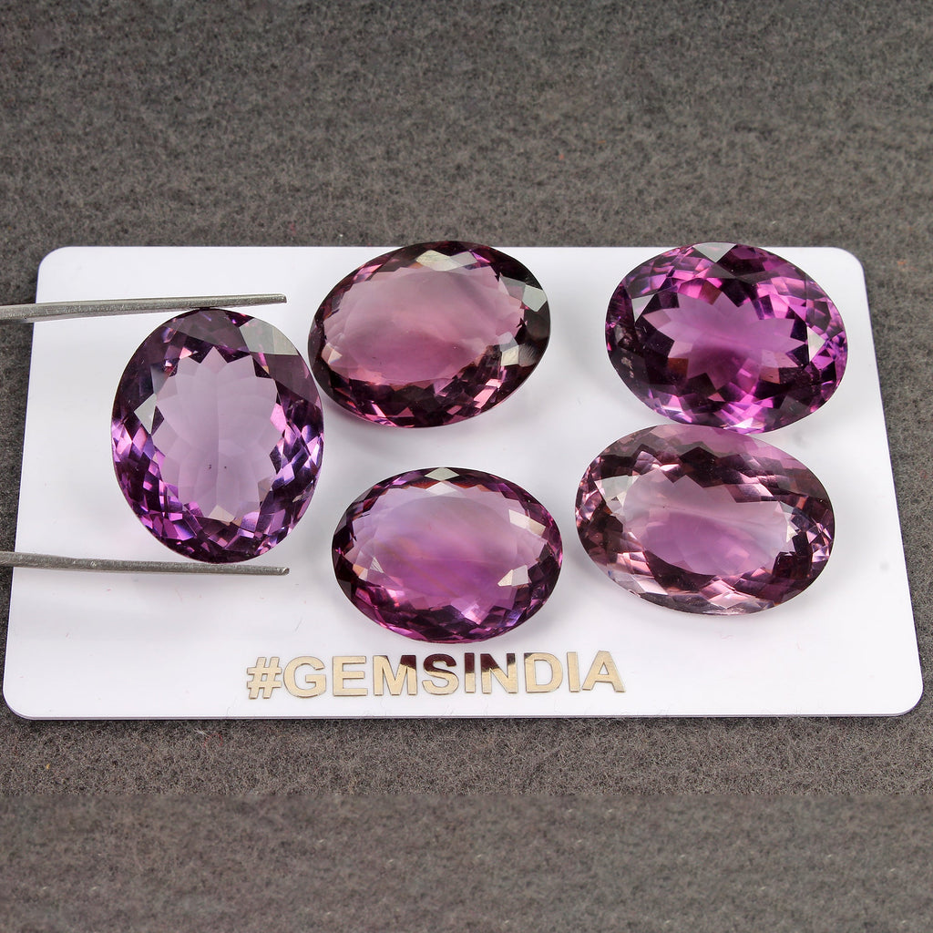 143.80 Ct 5pcs Lot VVS Oval Natural Purple Amethyst - Unheated Brazil Gemstones