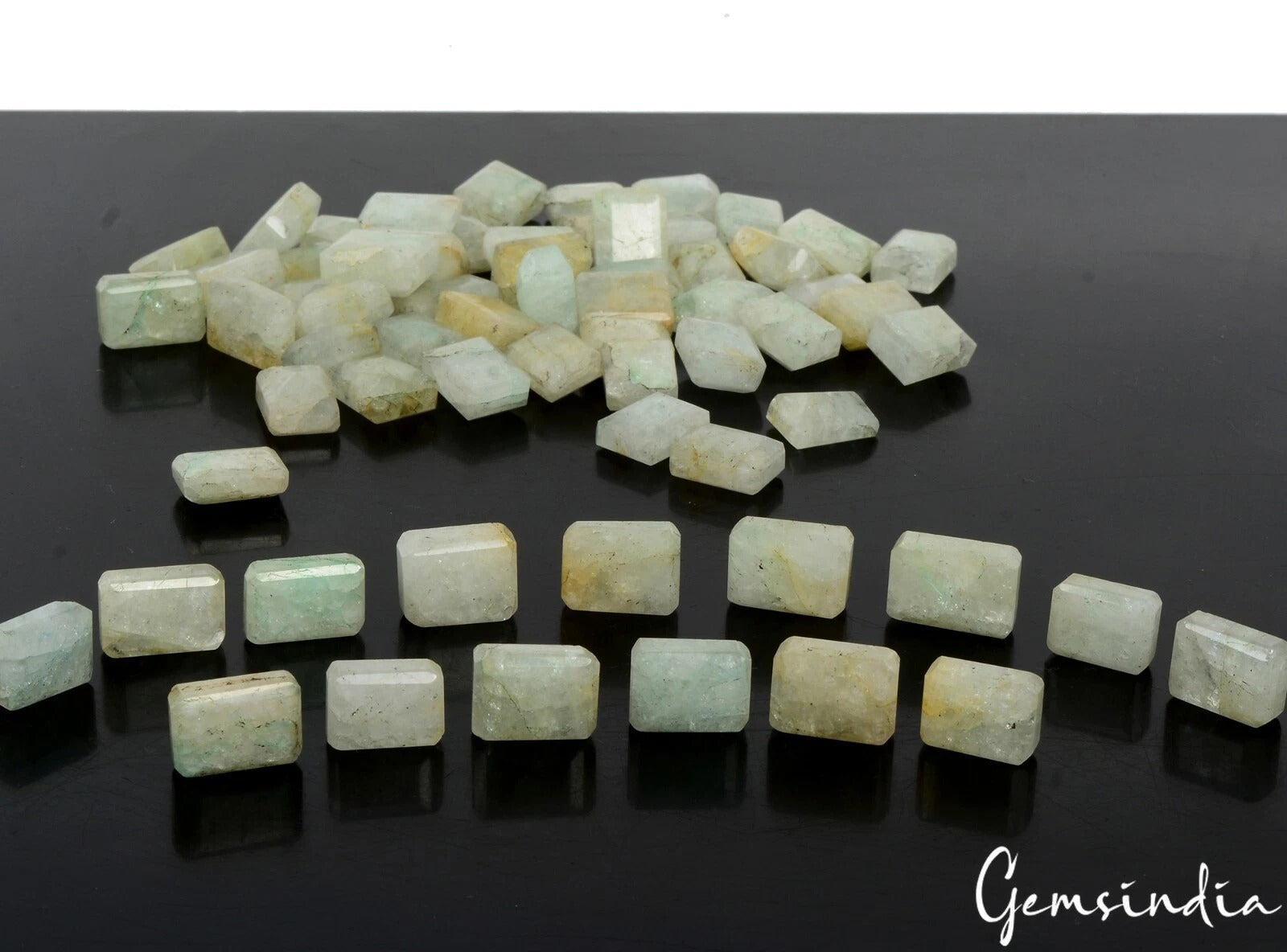 64 Pcs Natural Beryl Aquamarine Octagon Cut Loose Yellow Green Gemstones~1000 Ct