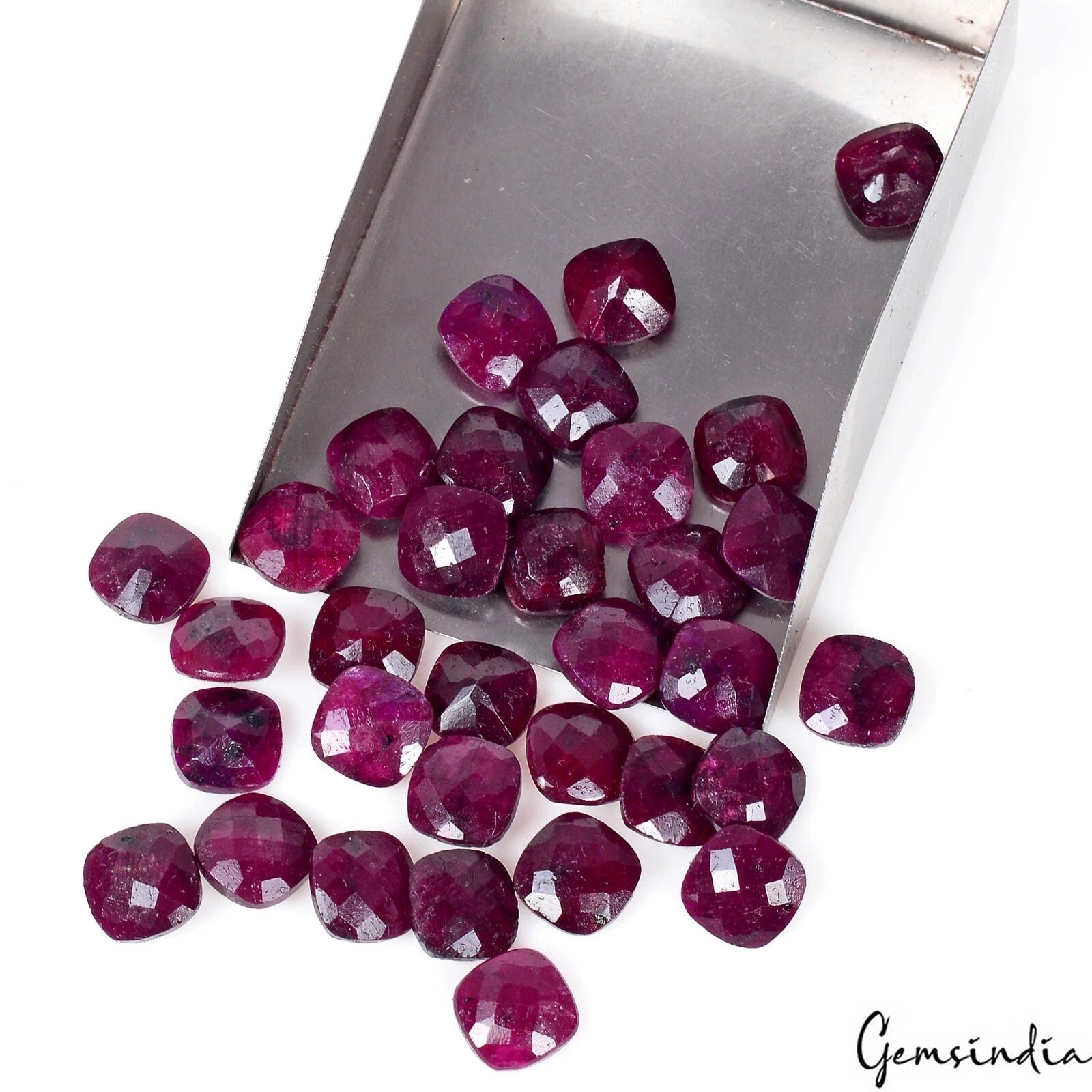 88.50 Ct Natural Red Ruby Cushion Checker Cut Loose Certified Gemstone Lot 33 Pc