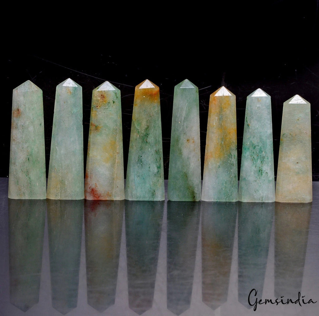 8 Pcs Natural Aventurine Obelisk Crystal Wand Point Healing Gemstone 52-57mm