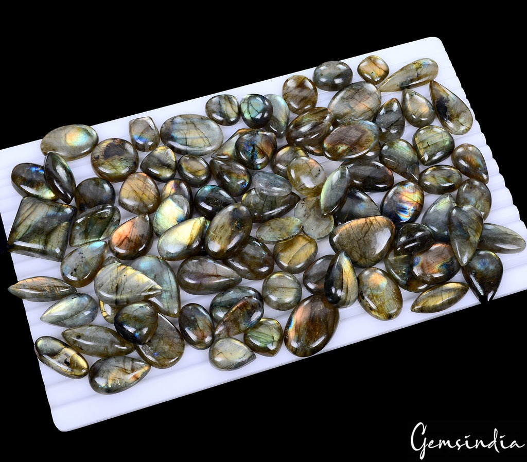 Labradorite Lot, Cabochon, Untreated — 85 Pieces, 13mm to 31mm, 1500 Ct