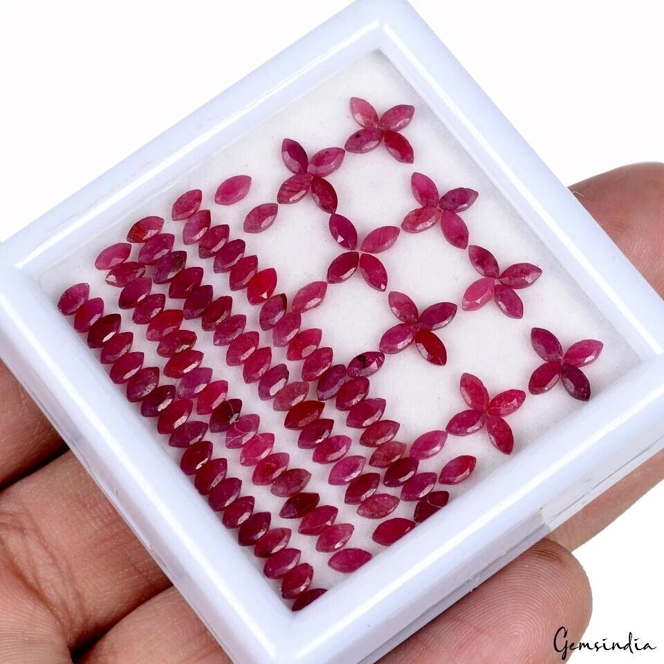 Natural Red Ruby Marquise Cut 4x2mm Loose Calibrated Jewelry Gemstones 17.80 Cts