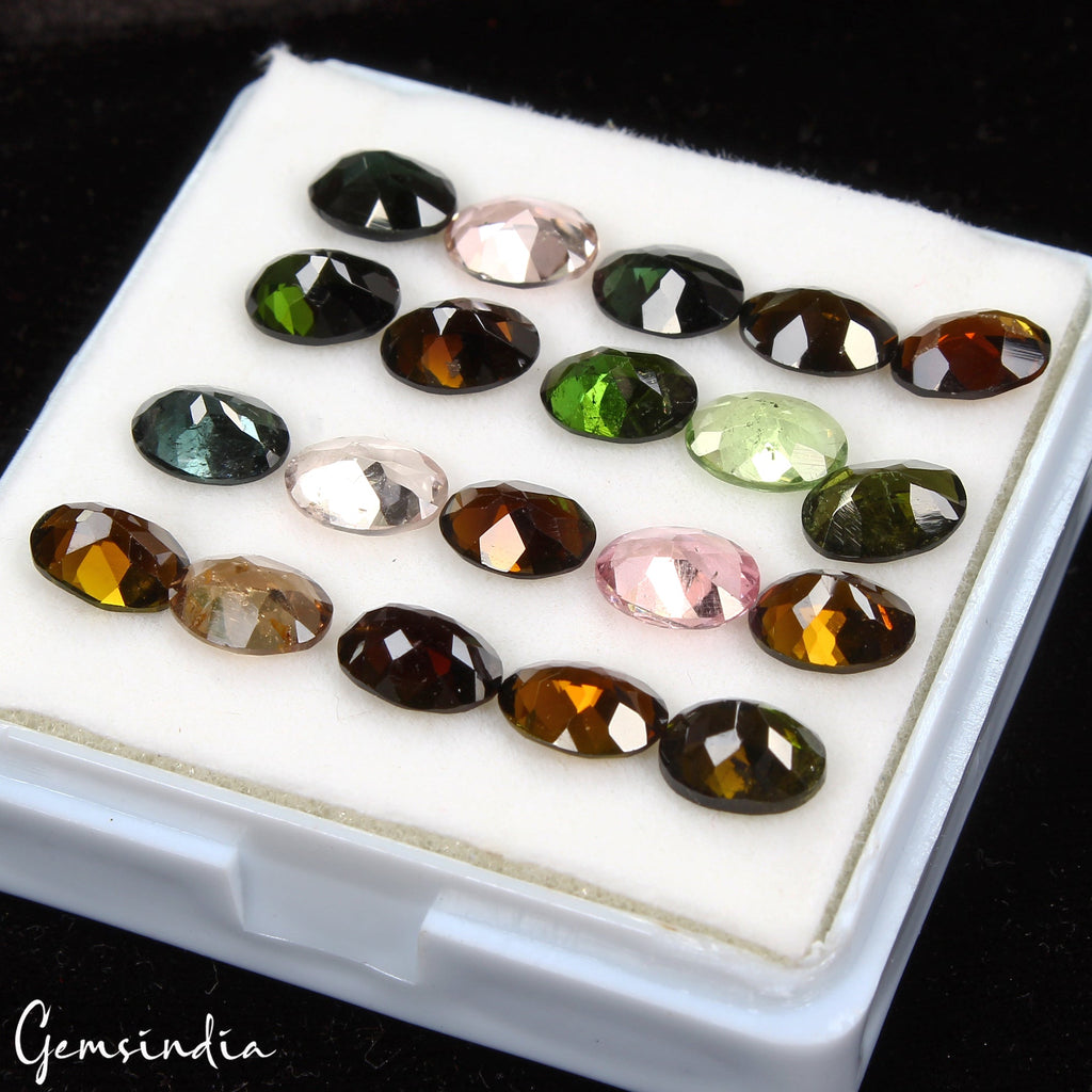20 Pcs Natural Tourmaline 8x6mm Oval Faceted Cut Untreated Loose Gemstones Lot