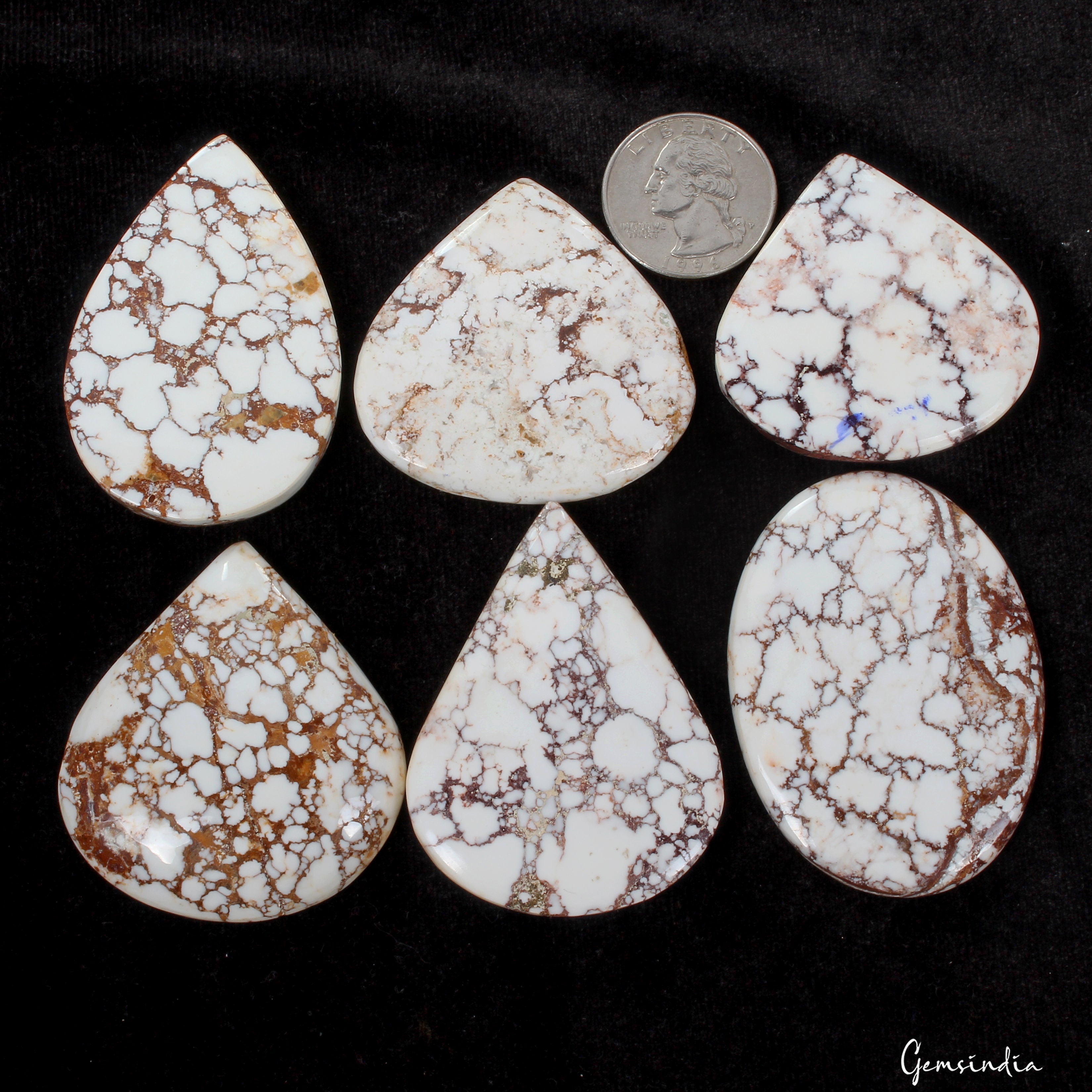 670 Ct Natural Untreated White Turquoise Mix Cabochon Loose Gemstone Lot 6 Pcs