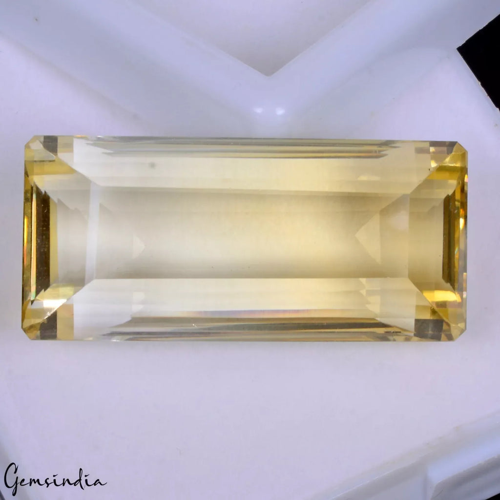 Certified 95.10 Ct Natural Yellow Citrine AAA Grade Emerald Cut Loose Gemstone