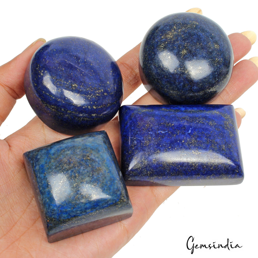 2100 Ct Natural Blue Lapis Lazuli Mix Cabochon Earth Mined Loose Gems Lot 4Pcs