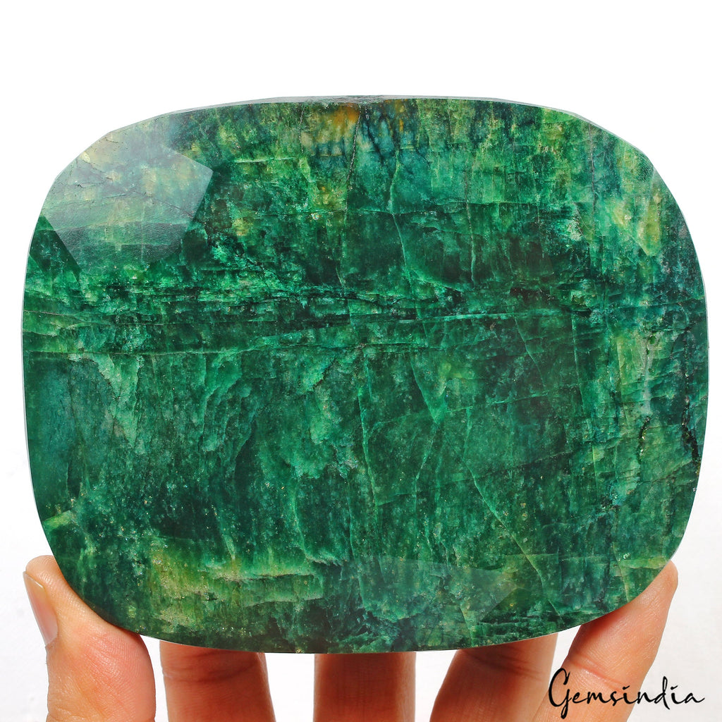 Certified 5130Ct Natural Brazilian Green Emerald Cushion Cut Huge Size Loose Gem