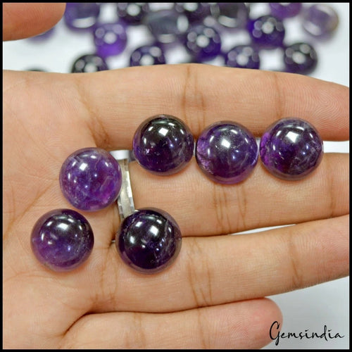 Amethyst Lot, Cabochon, Untreated, Purple — 50 Pieces, 14mm to 16mm, 650 Ct, Brazil