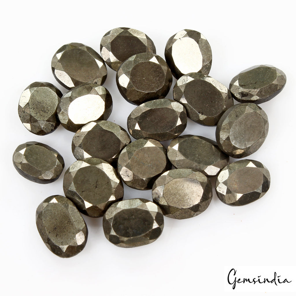 260Ct Natural Gold Pyrite Untreated Oval Cut Loose Ring Size Gemstones Lot~19 Pc