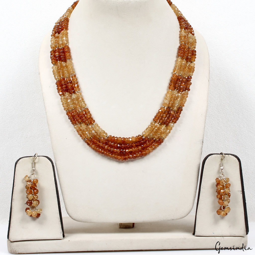 Hessonite Garnet Jewelry, Untreated, Bi Color — 18", Sri Lanka