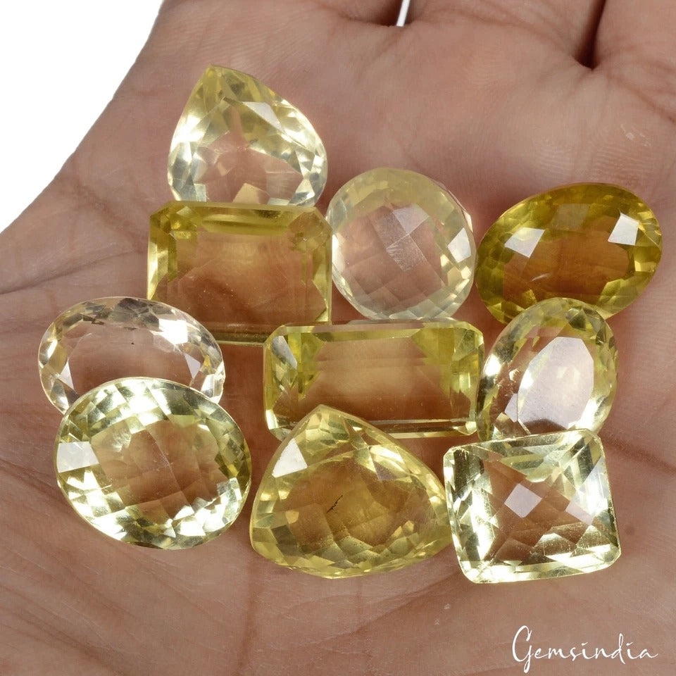 Natural Lemon Quartz Citrine Top Quality Mix Cut 14mm-19mm Loose Gems~145.50 Ct