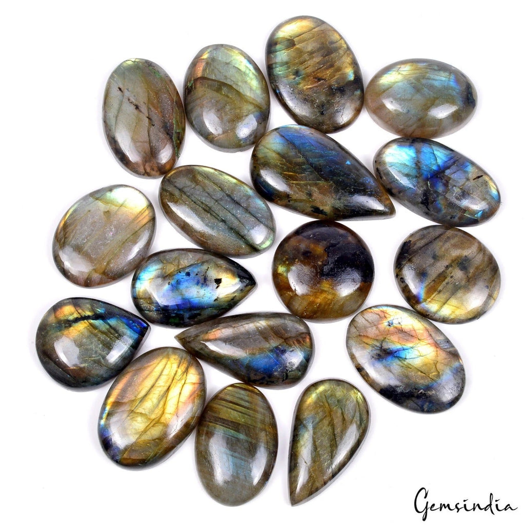 430 Cts/17 Pcs Natural Untreated Multi Shine Labradorite Mix Cab Loose Gems Lot