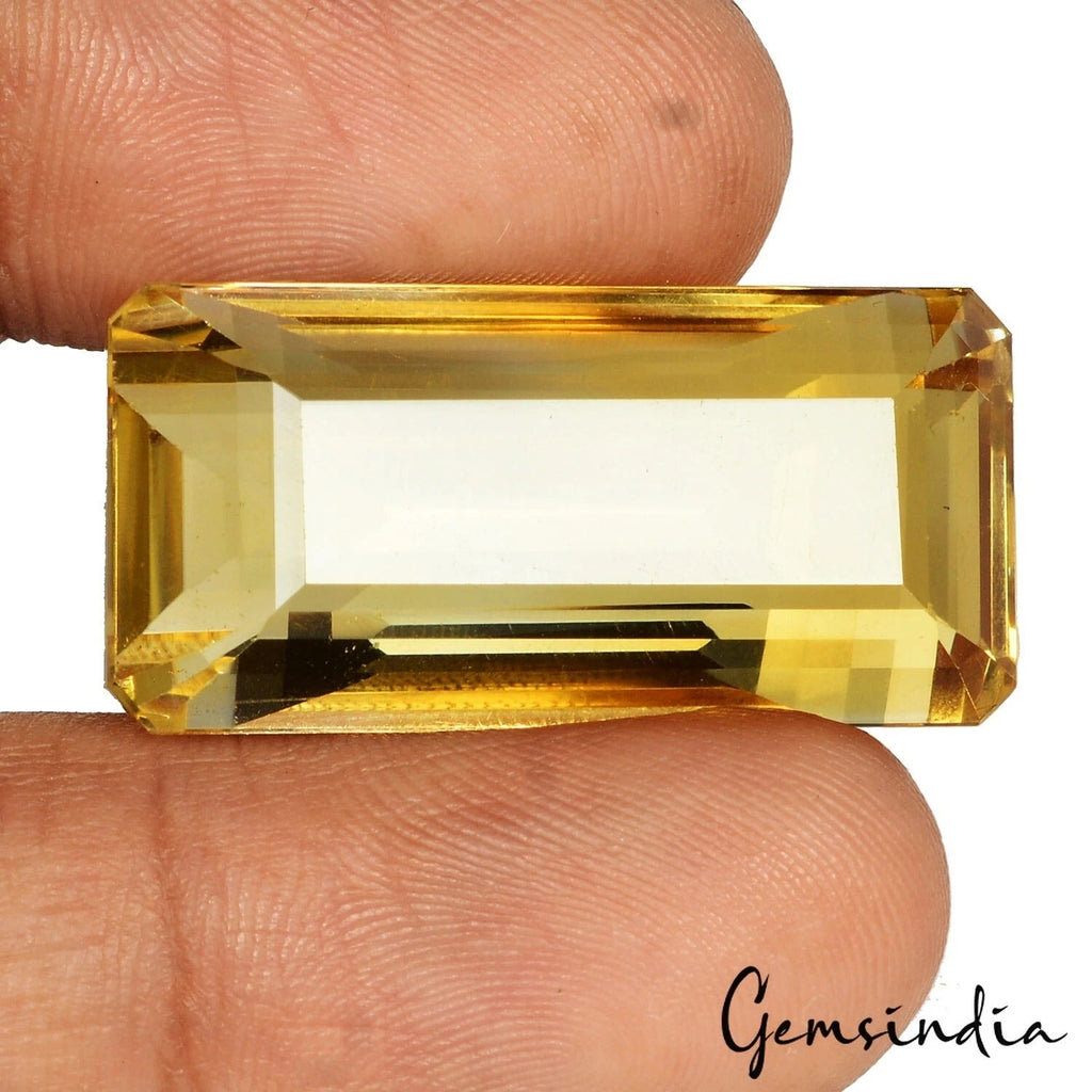Certified 57.90 Cts Natural Untreated Brazilian Yellow Citrine Octagon Cut Gem