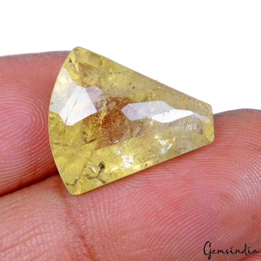 Certified 10.70 Ct Natural Brazilian Heliodor/Yellow Beryl Fancy Checker Cut Gem