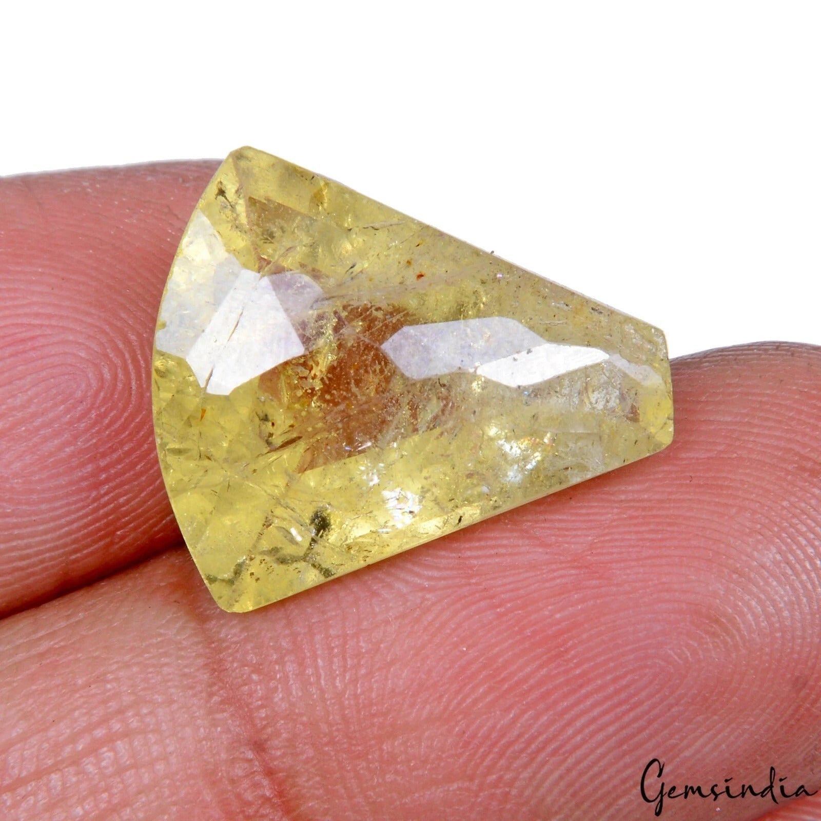Certified 10.70 Ct Natural Brazilian Heliodor/Yellow Beryl Fancy Checker Cut Gem