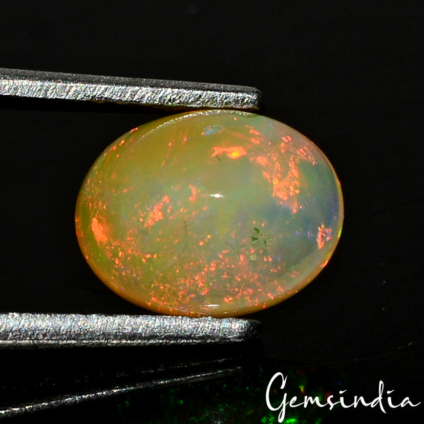 Ethiopian Opal Loose Gemstone Natural Fire Multi-Color Flash Cabochon 1.10 Ct