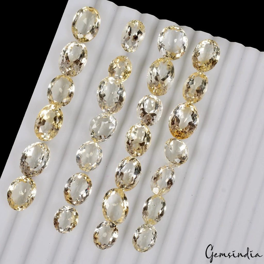 174.80 Cts/ 27 Pcs Natural Untreated Brazilian Yellow Citrine Oval Faceted Gems
