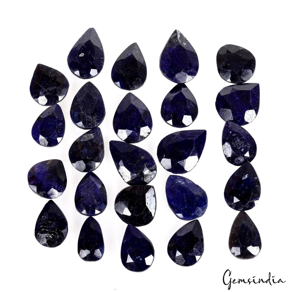 300 Ct Natural Blue Sapphire Pear Cut Loose 14-19mm Faceted Gemstones ~ 24 Pcs