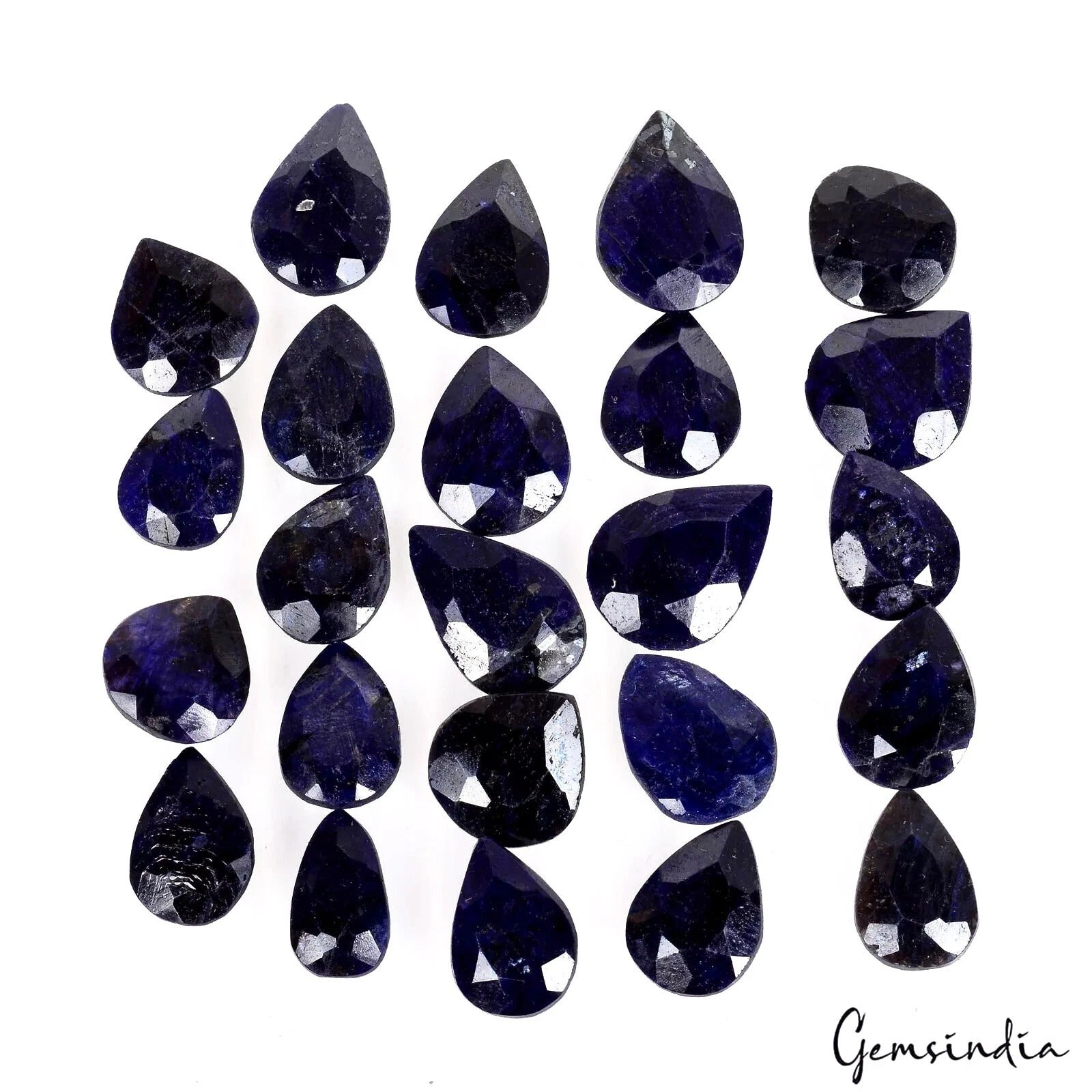 300 Ct Natural Blue Sapphire Pear Cut Loose 14-19mm Faceted Gemstones ~ 24 Pcs