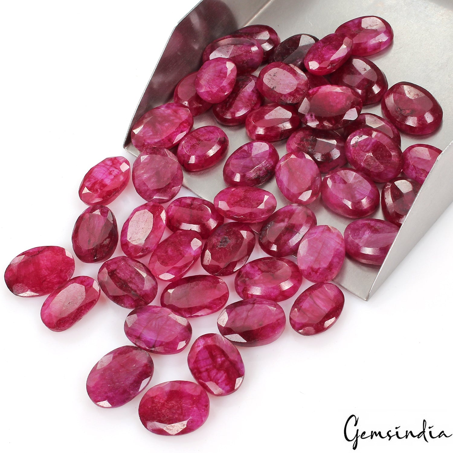 500 Ct Natural Red Bixbite Beryl Mix Cut Loose Faceted 15-19mm Gemstones~46 Pcs