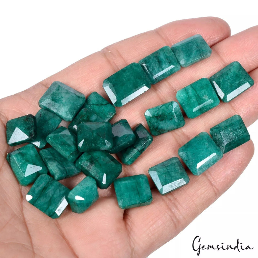 192.10 Ct/24 Pcs Natural Brazilian Green Emerald Octagon Cut Loose Gemstones Lot