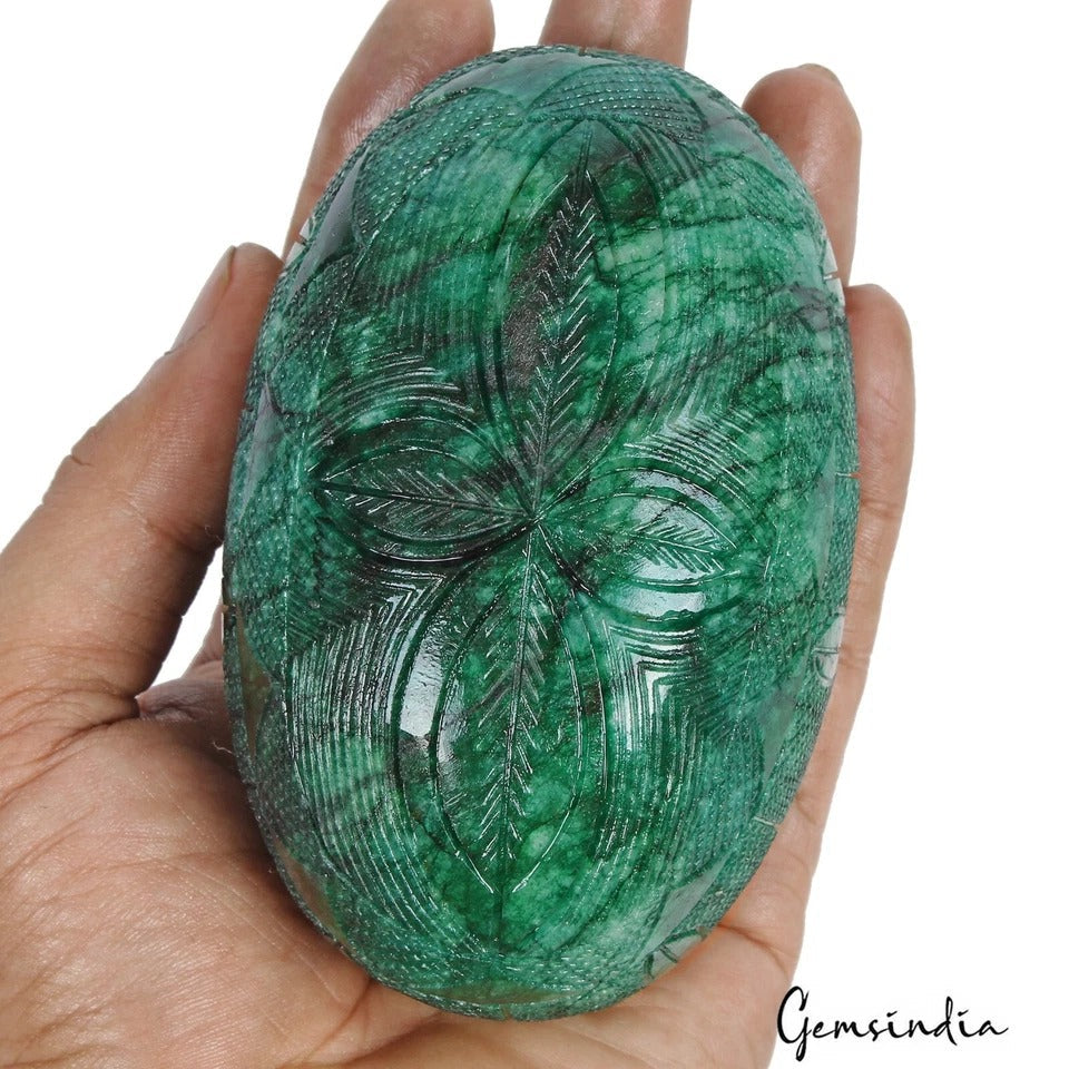 3640 Ct Natural Emerald Oval Shape Amazing Carving Earth Mined Museum Size Gem