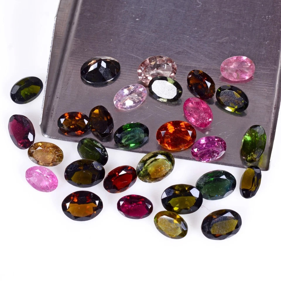 Tourmaline Lot, Loose Gemstone, Untreated, Multi Color — 29 Pieces, 7mm to 8mm, 25.10 Ct