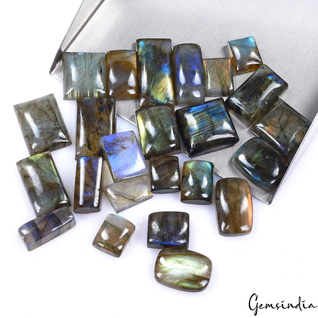300 Cts/24 Pcs Natural Untreated Multi Shine Labradorite Baguette Cut Loose Gems