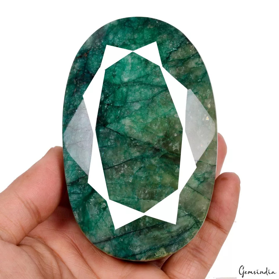 3060 Ct Natural Green Emerald Oval Faceted Cut Loose Earth Mined Brazil Gemston