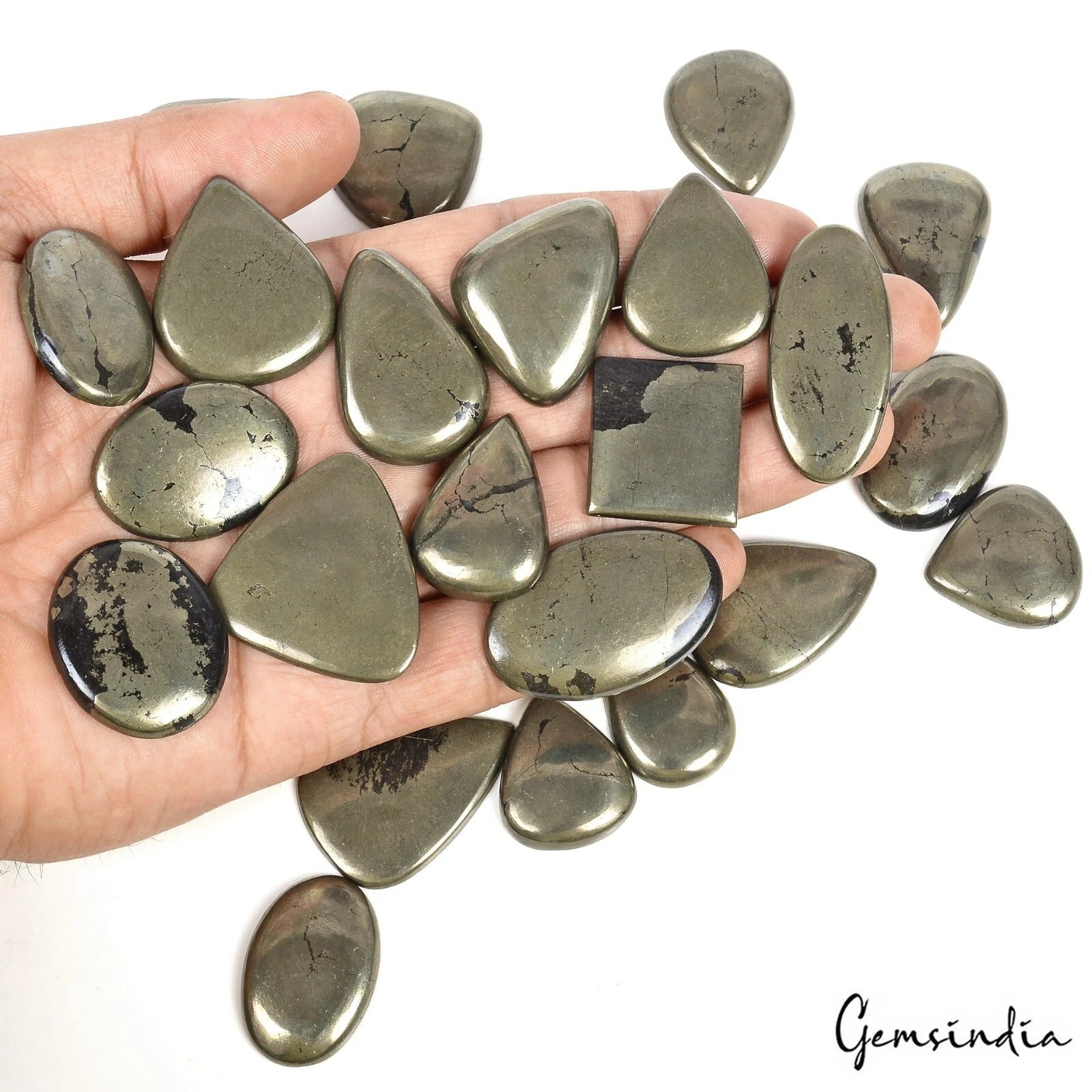 1000 Ct/23 Pcs Natural Untreated Apache Gold Pyrite Mix Cabochon Loose Gemstones