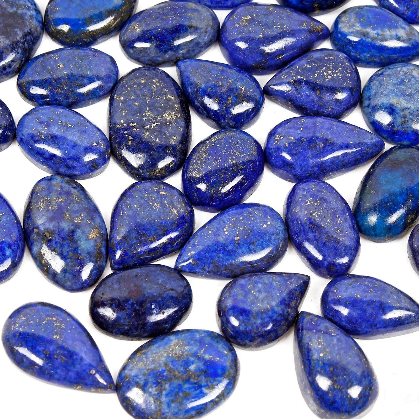 680 Ct/35 Pcs Natural Blue Gold Pyrite Lapis Lazuli Mix Cab Wholesale Gems Lot