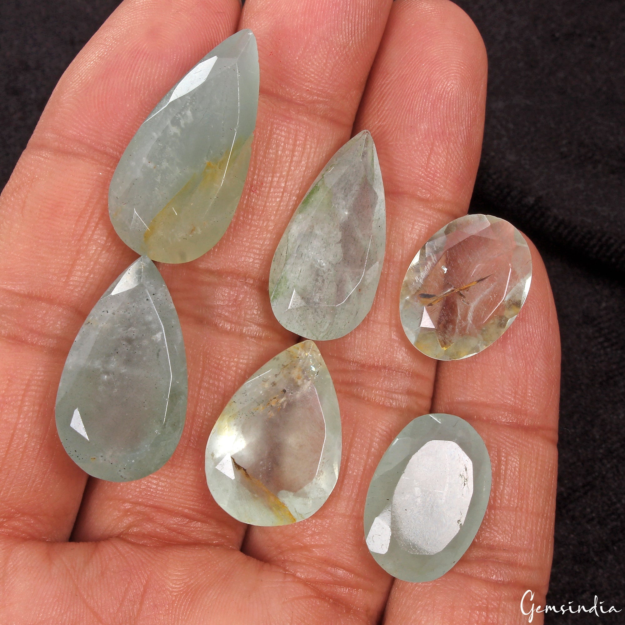 Certified 93.00Ct/6 Pc Natural Green Aquamarine Mix Cut Loose Unheated Gemstones