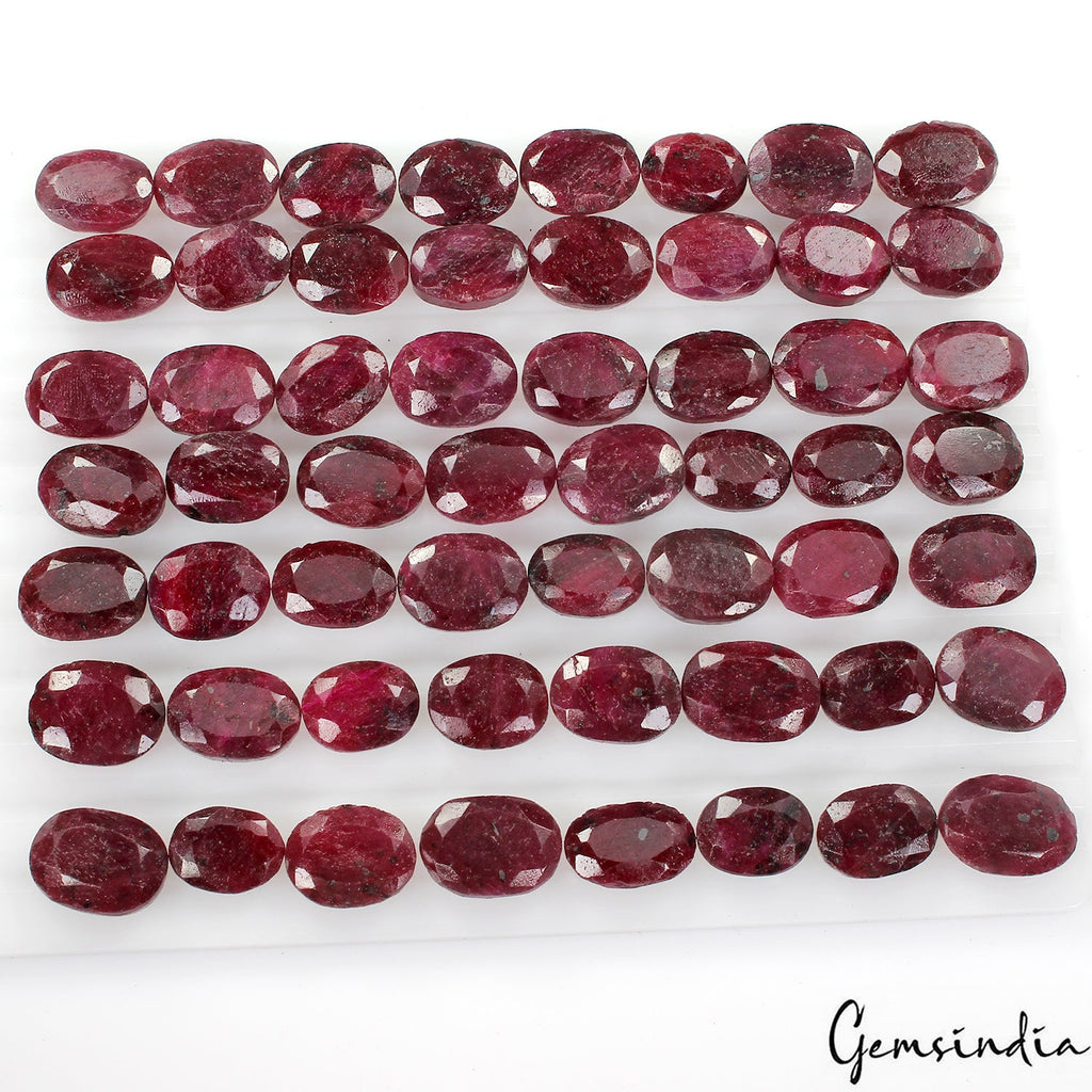 1000 Cts/56 Pcs Natural Deep Red Ruby Oval Faceted Cut Loose 15-19mm Gemstones