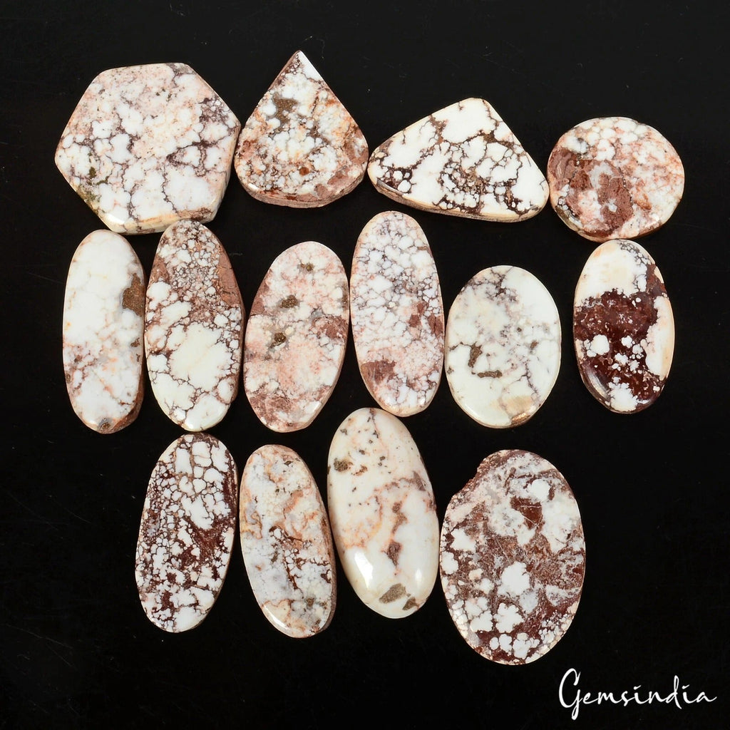 430 Ct/14 Pcs Natural Nevada Untreated White Buffalo Turquoise Mix Cab Gems Lot
