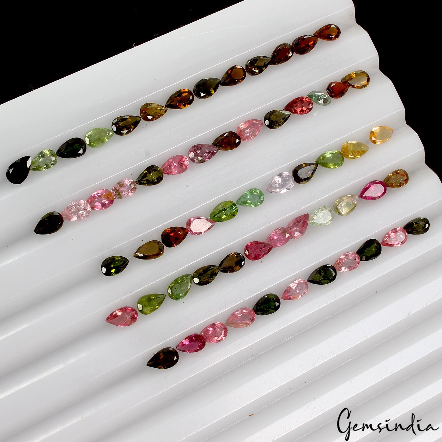 5x3mm Pear Cut Natural Unheated Multi Color Tourmaline Loose Gemstones ~ 61 Pcs