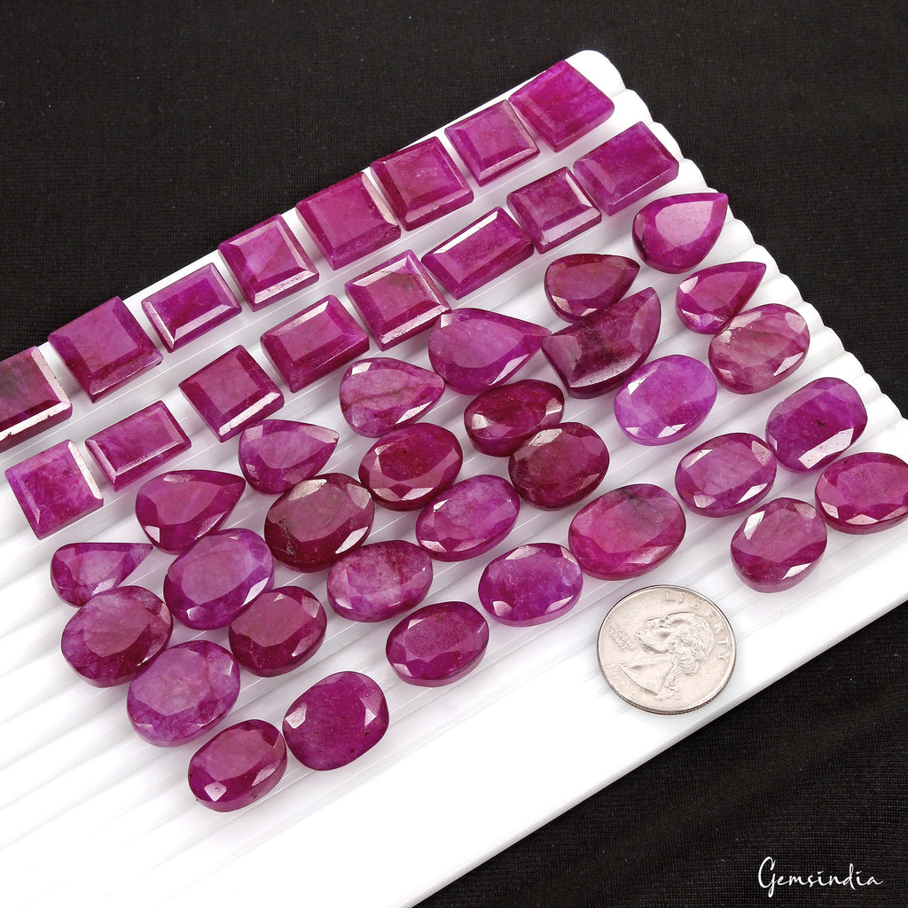 800 Ct Natural Red Bixbite Beryl Mix Cut Loose Faceted 13-24mm Gemstones~46 Pcs