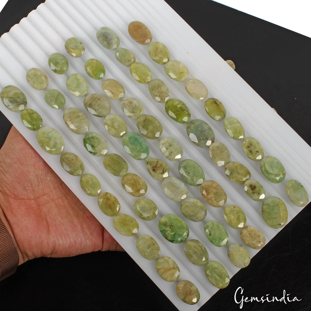 510 Ct Natural Green Brazilian Emerald Oval Cut Faceted Loose Gemstone Lot 59 Pc