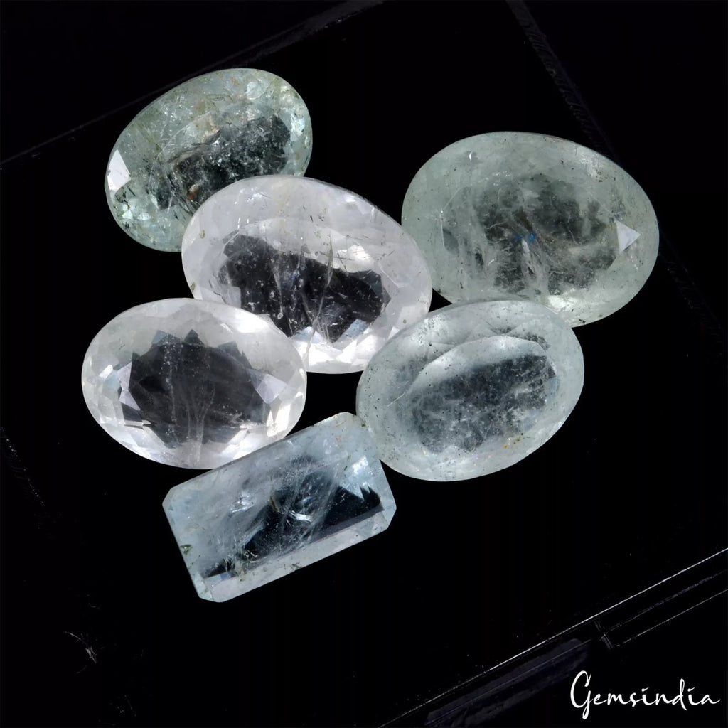 Aquamarine Lot, Loose Gemstone, Oval & Octagon Cut, Untreated — 6 Pieces, 11mm to 14mm, 33.00 Ct, Brazil