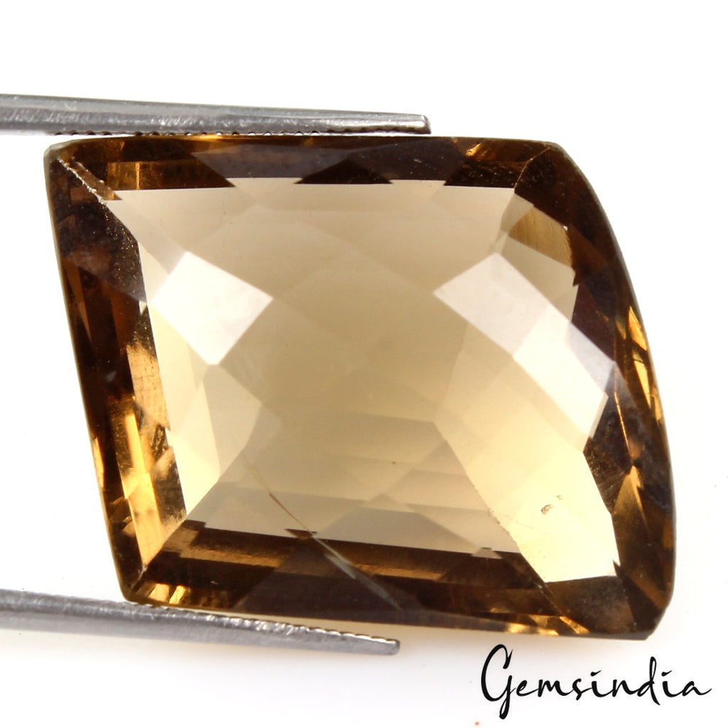 Natural 31.30 Ct Brazilian Honey Gold Citrine Fancy Checker Cut Loose Gemstone