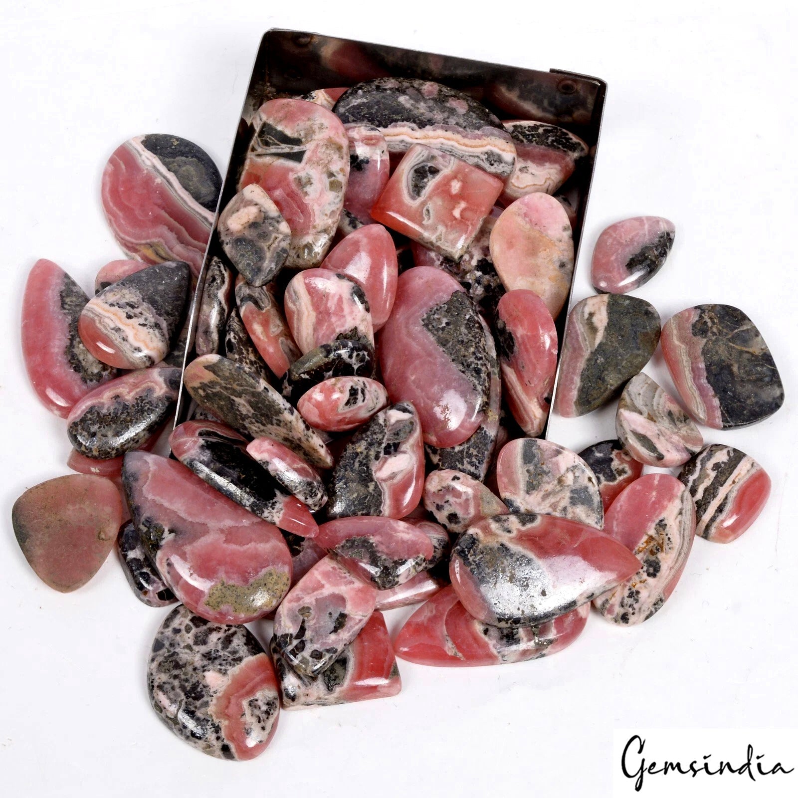 61 Pcs Natural Rhodochrosite Untreated 18-49mm Loose Cabochon Gemstones~ 2130 Ct