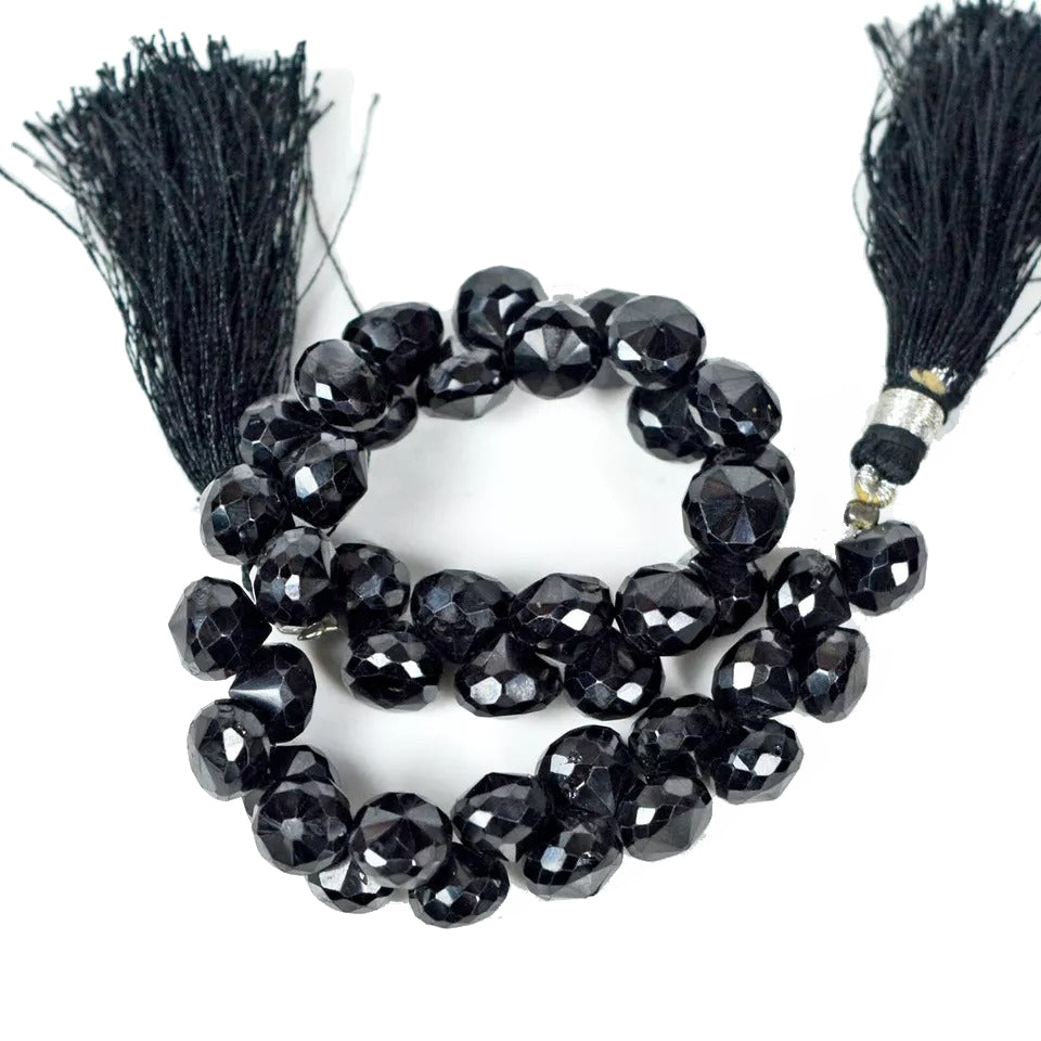 Spinel Beaded Strand, Untreated, Black — 8", 218 Ct, Madagascar