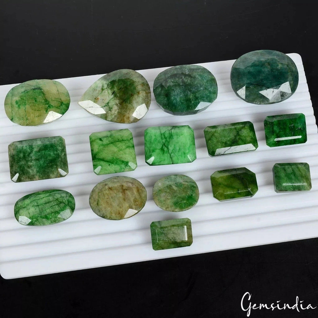 Natural Green Brazilian Mix Faceted Emerald Earth Mined 1570 Ct Loose Gems Lot