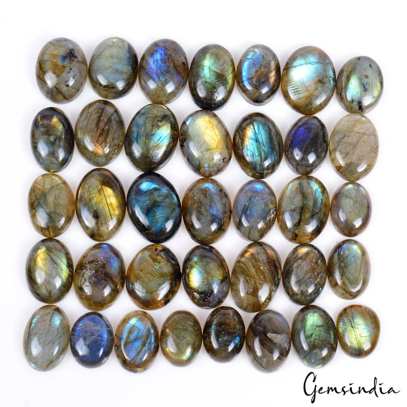 500 Ct Natural Labradorite Multi Shine Oval Cabochon Loose Untreated Gemstones