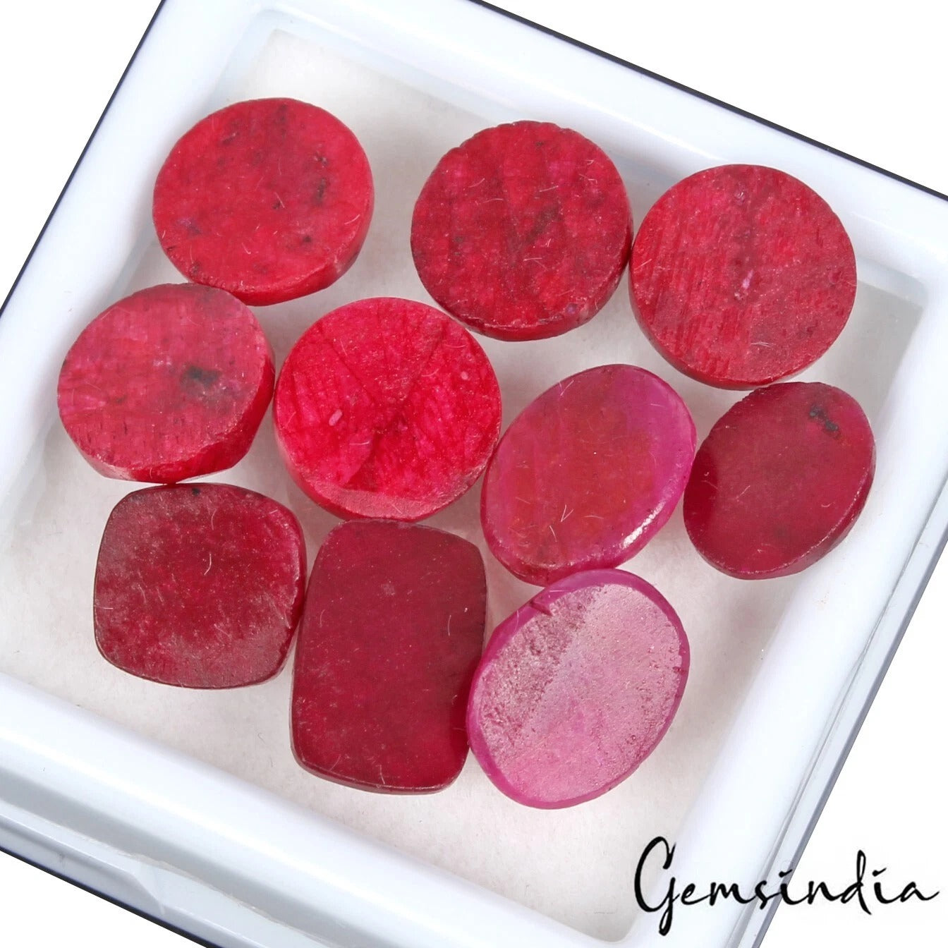 Certified 45.70 Cts/10 Pcs Natural Red Ruby Mix Checker Cut Gems Lot For Jewelry