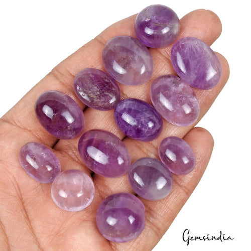 Amethyst Lot, Cabochon, Untreated, Purple — 13 Pieces, 16mm, 236.60 Ct, Brazil