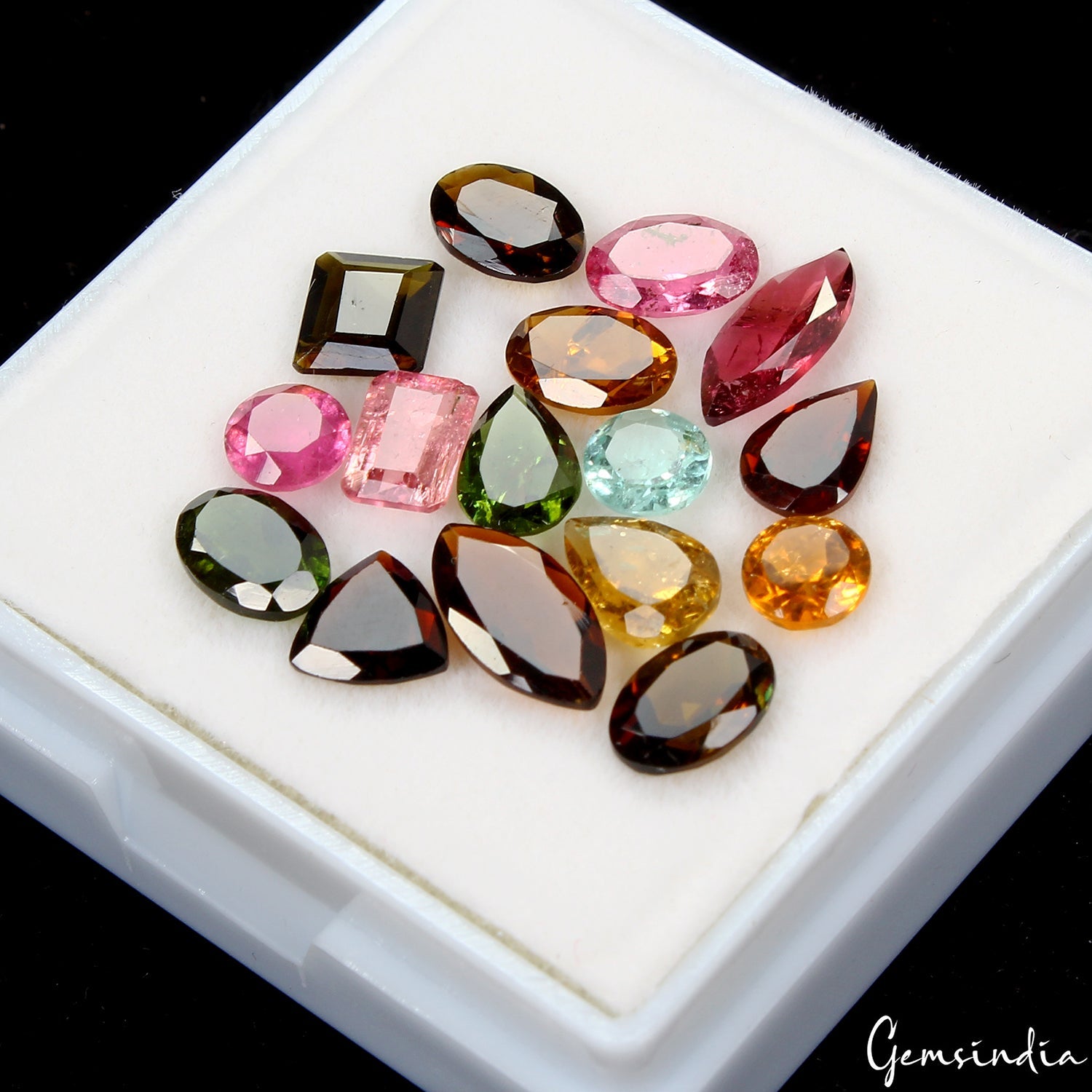 Certified 16 Pc Parcel Of 4-9mm Multi Tourmaline Faceted Mixed 9.90Ct Loose Gems